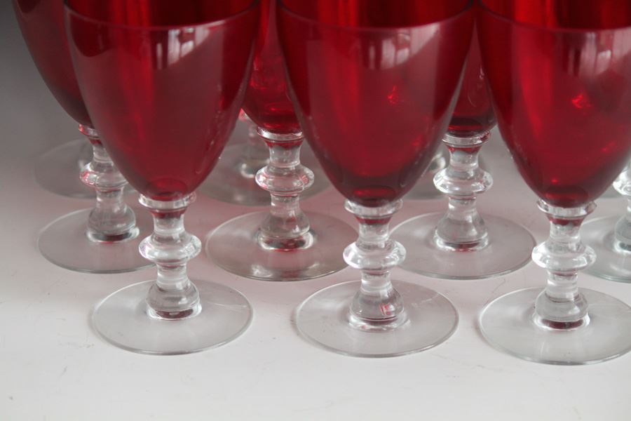 Set Of 11 Red And White Stemware Glasses [Photo 2]