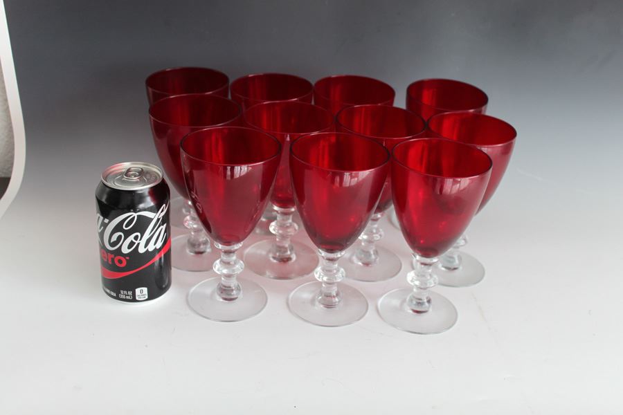 Set Of 11 Red And White Stemware Glasses [Photo 4]