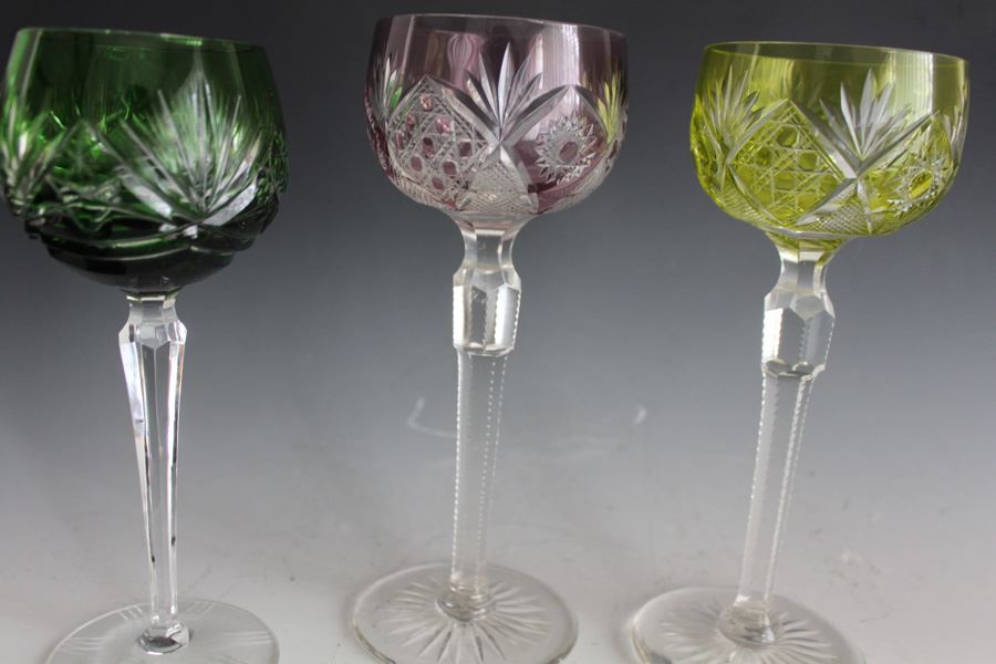 Vintage Bohemian Stemware Wine Glass Crystal Multi-Colored [Photo 9]