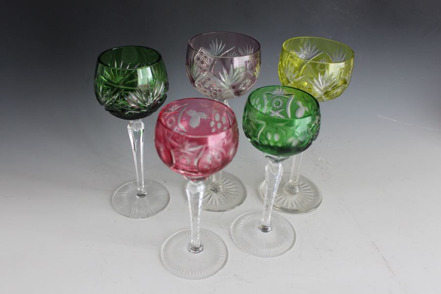 Vintage Bohemian Stemware Wine Glass Crystal Multi-Colored [Photo 1]