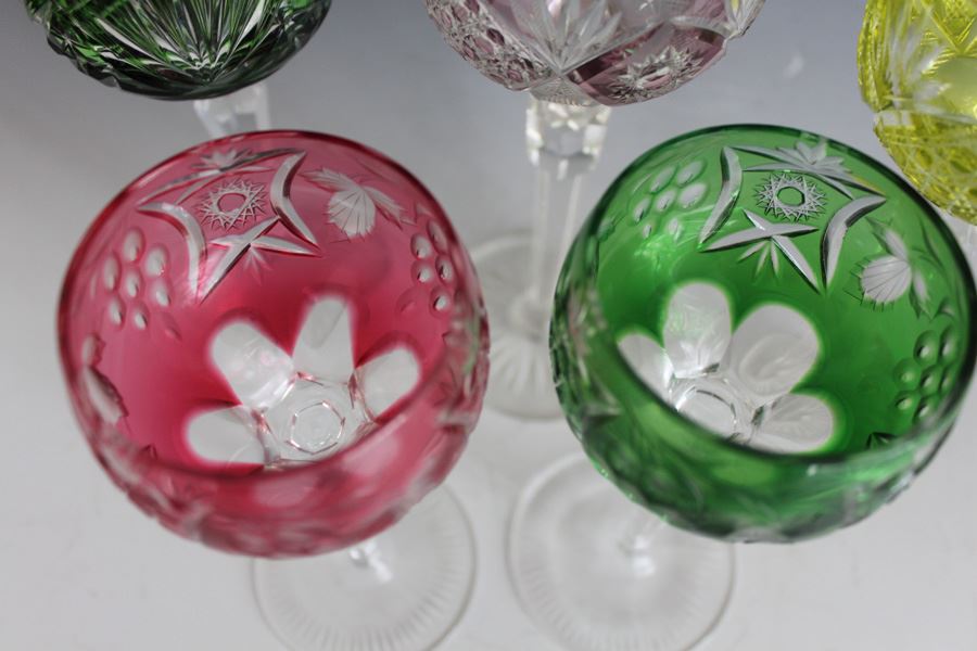 Vintage Bohemian Stemware Wine Glass Crystal Multi-Colored [Photo 2]