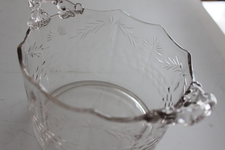 Etched Glass Bowl With Handles