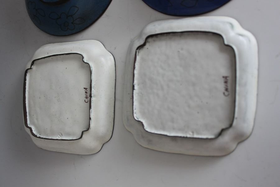 Set Of Eight Chinese Small Enamel Trays Bowls Hand Painted Cloisonne [Photo 4]