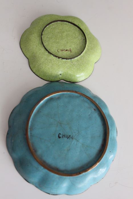 Set Of Eight Chinese Small Enamel Trays Bowls Hand Painted Cloisonne [Photo 7]