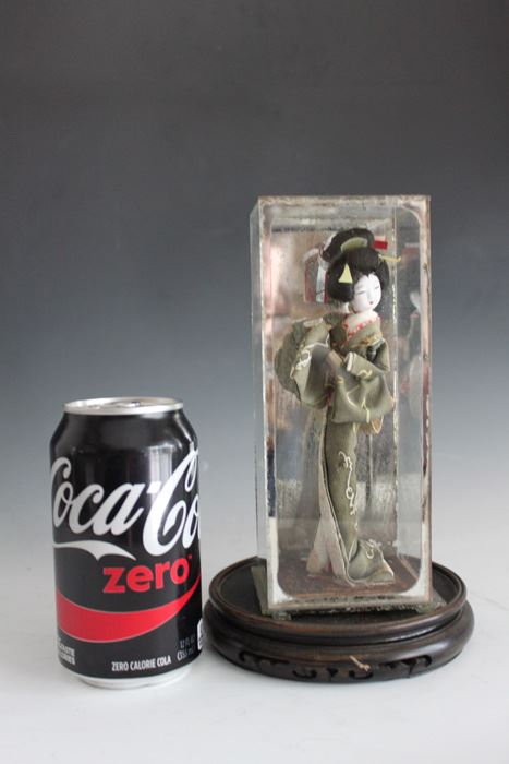 Small Geisha Doll In Glass Case