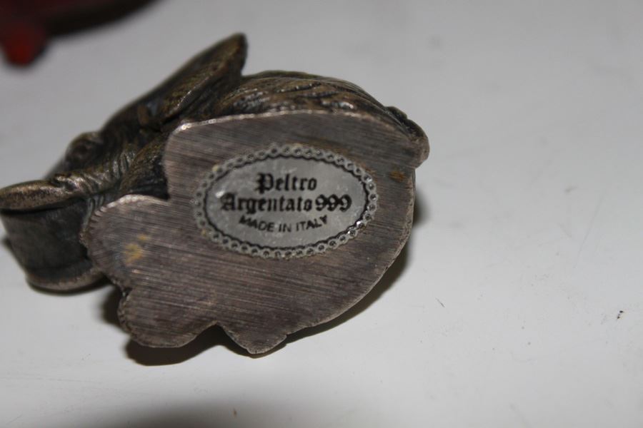 Peltro Argentato Italian Elephant Pewter With Wooden Stand [Photo 3]