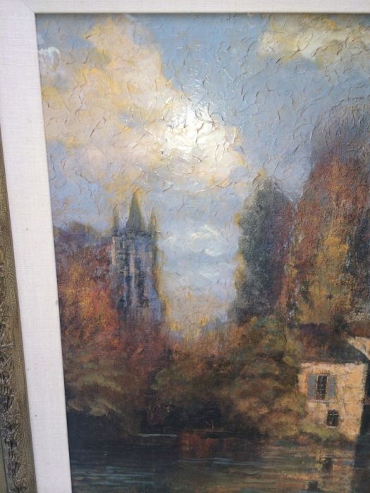 Large Framed Decorative River Landscape Scene [Photo 3]