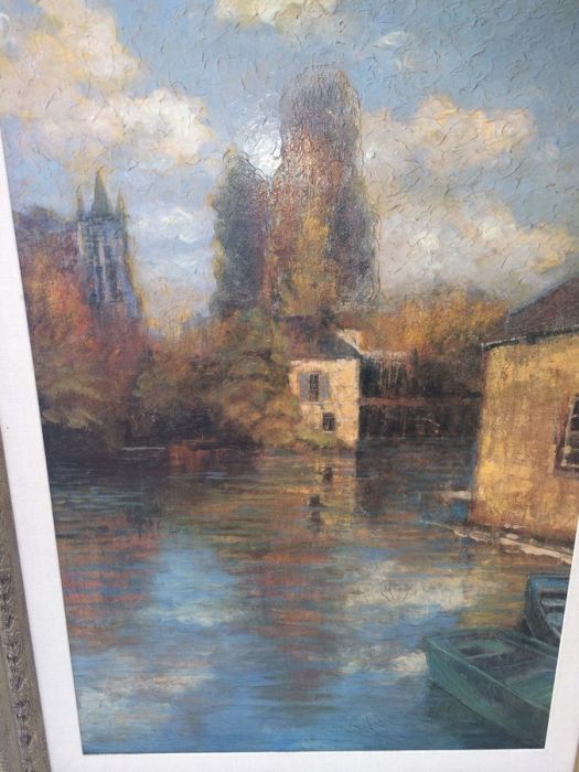 Large Framed Decorative River Landscape Scene [Photo 2]