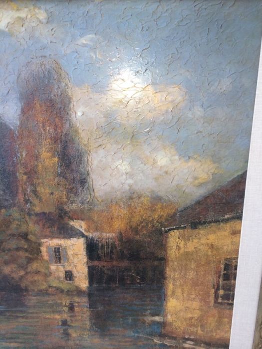 Large Framed Decorative River Landscape Scene [Photo 4]