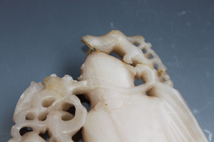 Old Chinese Sho Shan (Soapstone) Carved Figure Of Sho-Lau God Of Longevity And Attendant With Deer Late Ching Dynasty Circa 1900 - Estimate $350 [Photo 7]