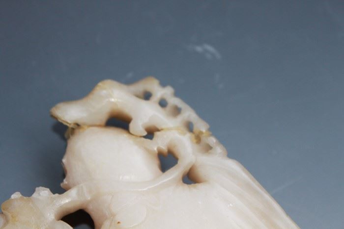 Old Chinese Sho Shan (Soapstone) Carved Figure Of Sho-Lau God Of Longevity And Attendant With Deer Late Ching Dynasty Circa 1900 - Estimate $350 [Photo 9]