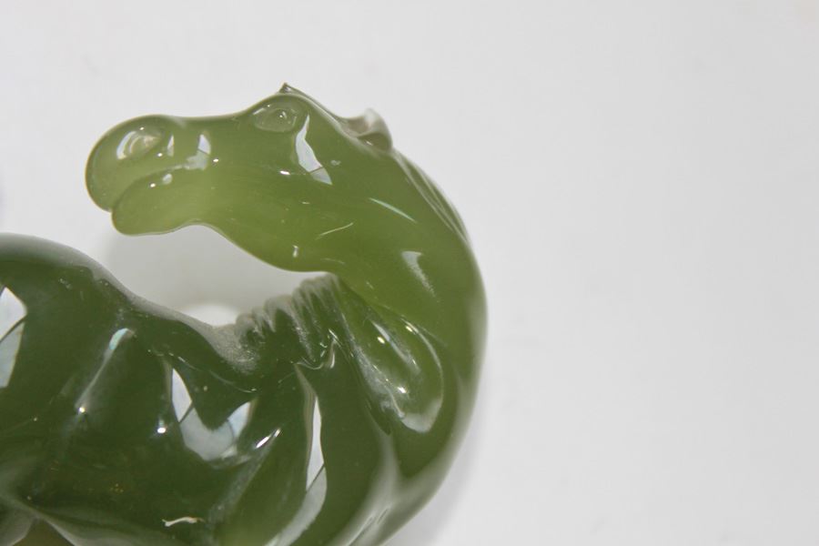 Vintage Finely Carved Jade Horse On Custom Wood Stand [Photo 9]