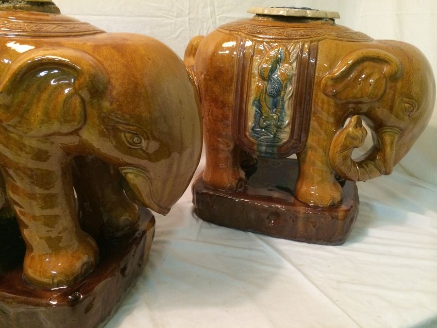Pair of Large Ceramic Oriental Elephants [Photo 9]