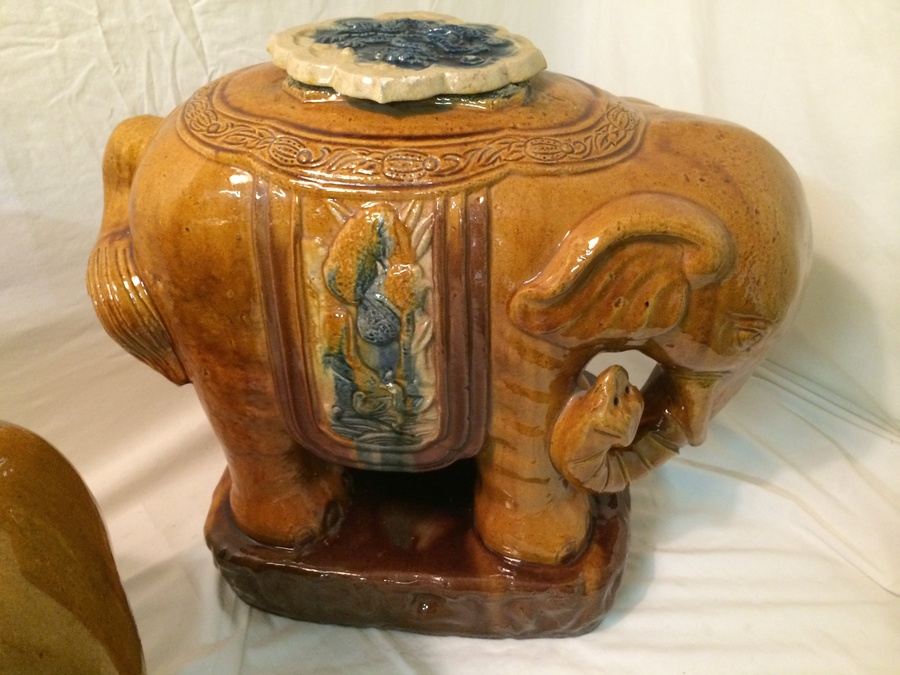 Pair of Large Ceramic Oriental Elephants [Photo 6]