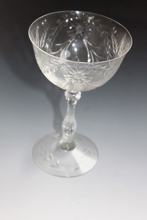 Set Of 10 Etched Stemware Glasses [Photo 6]