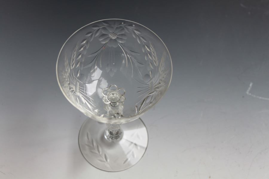 Set Of 10 Etched Stemware Glasses [Photo 8]