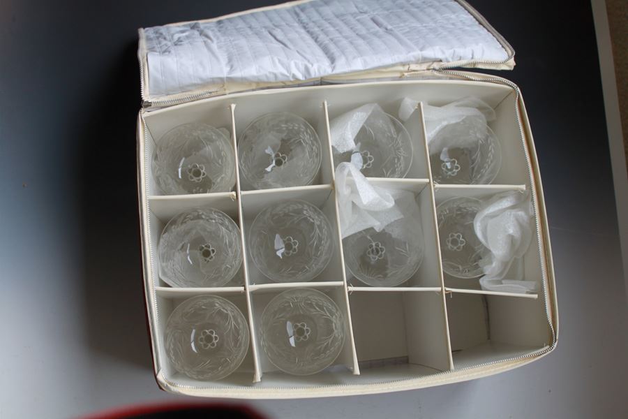 Set Of 10 Etched Stemware Glasses