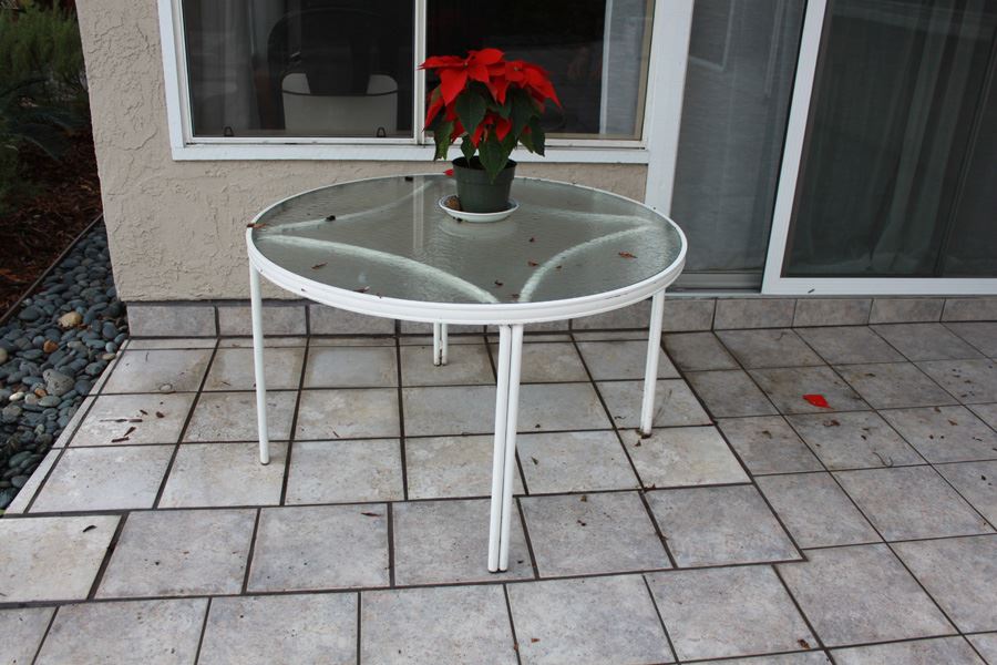Outdoor Metal Patio Table With Glass Top [Photo 2]