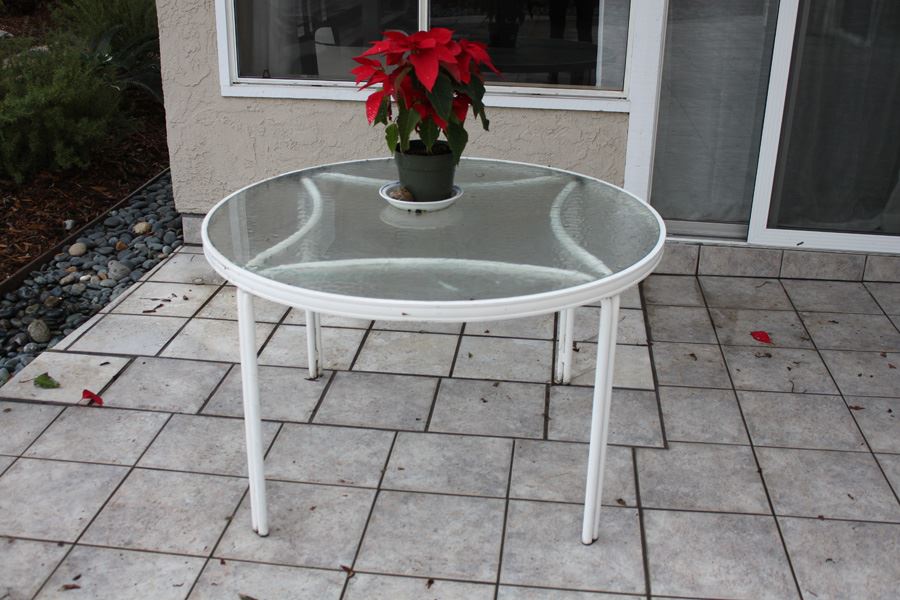 Outdoor Metal Patio Table With Glass Top [Photo 7]