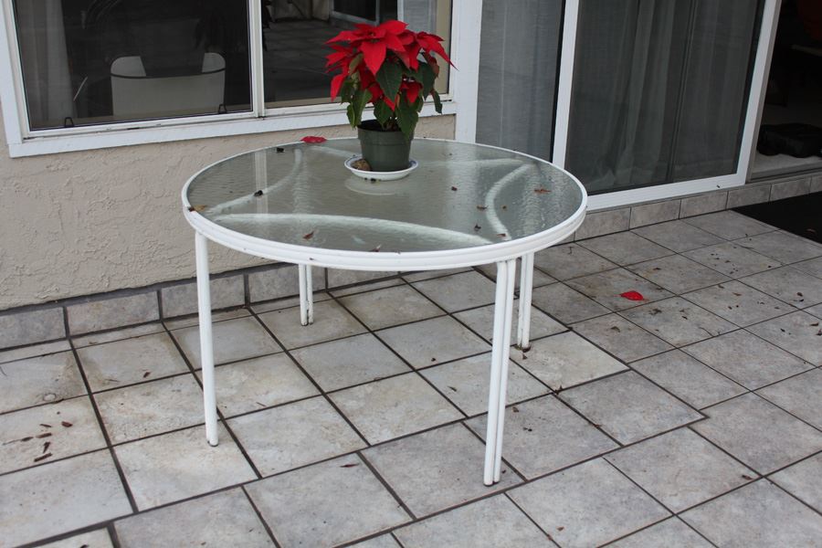 Outdoor Metal Patio Table With Glass Top [Photo 6]