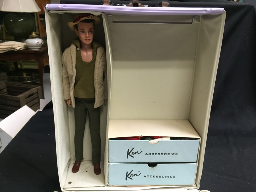 1961 Ken Barbie Doll In Original Case With Accessories Records Clothes [Photo 2]