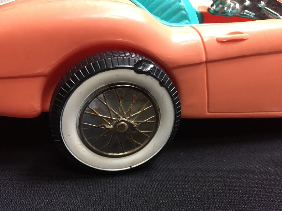 Vintage Pink Barbie Car Austin Healey (Steering Wheel Needs Repair) And 22' White Ferrari Car [Photo 7]