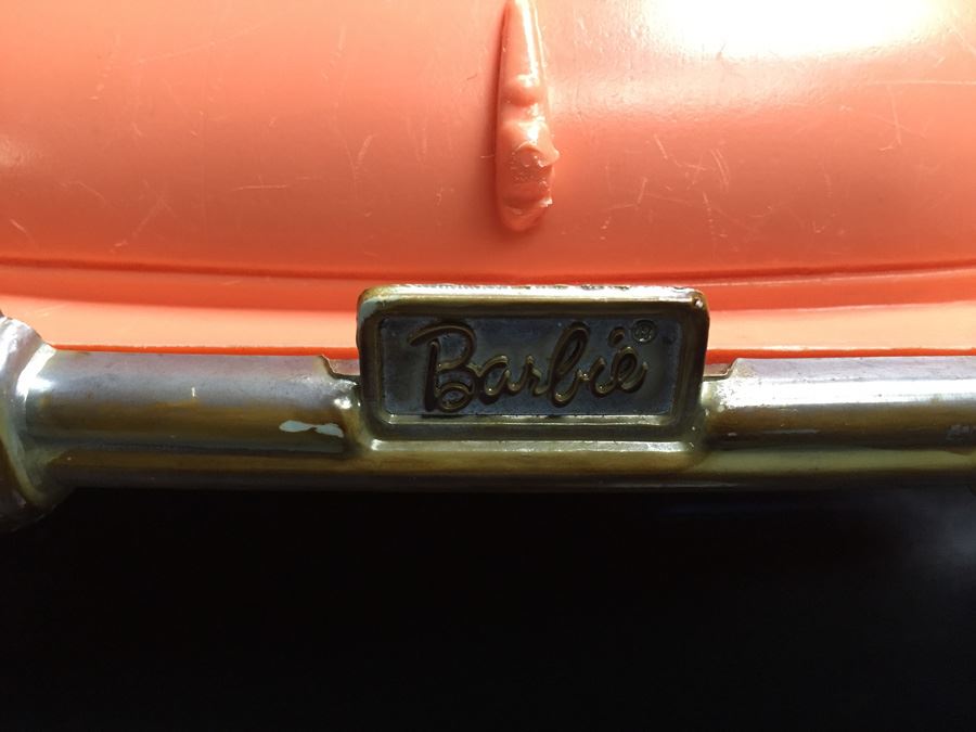 Vintage Pink Barbie Car Austin Healey (Steering Wheel Needs Repair) And 22' White Ferrari Car [Photo 6]