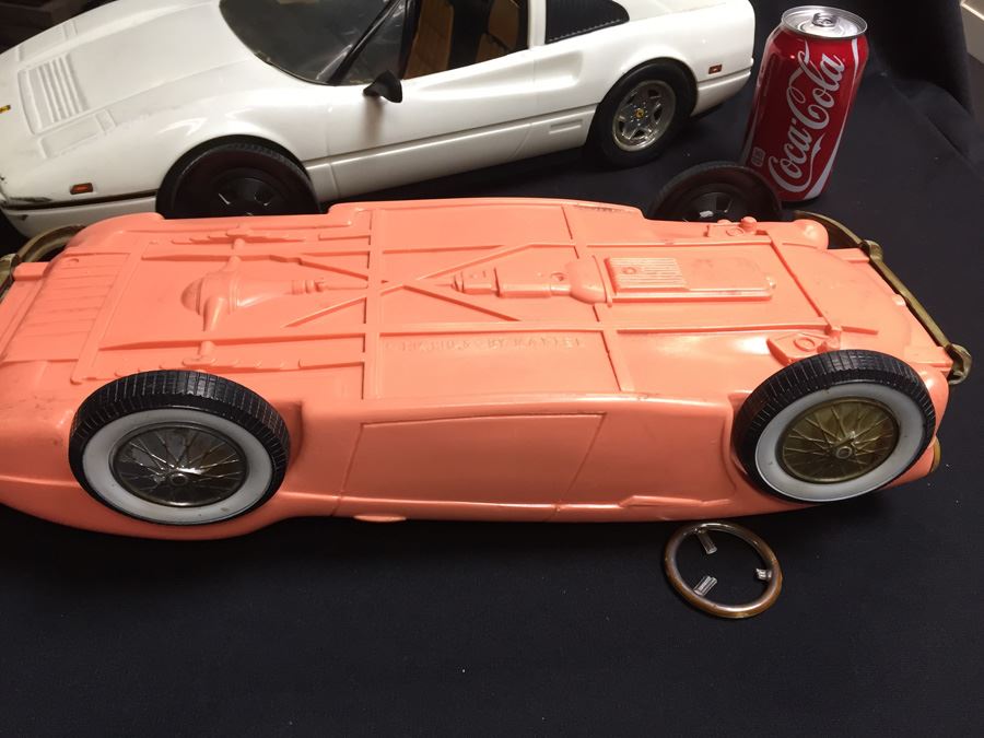 Vintage Pink Barbie Car Austin Healey (Steering Wheel Needs Repair) And 22' White Ferrari Car [Photo 11]
