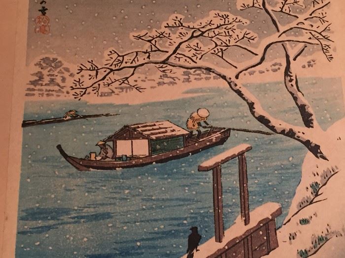 Shotei Japanese Woodblock Titled 'Sumida By Snow' [Photo 9]