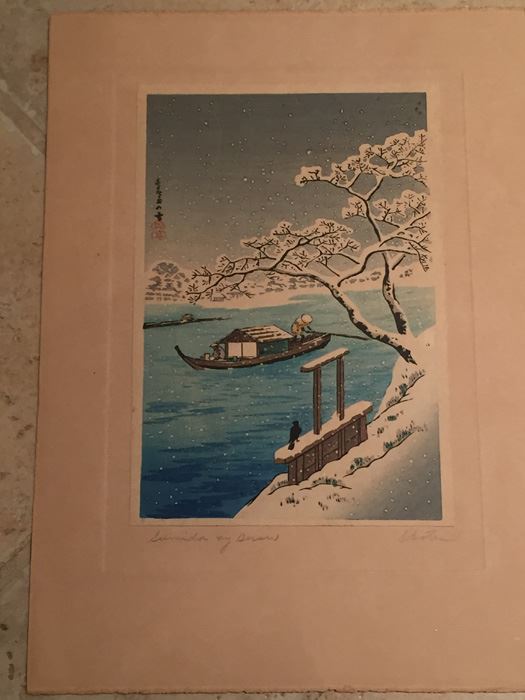 Shotei Japanese Woodblock Titled 'Sumida By Snow' [Photo 4]