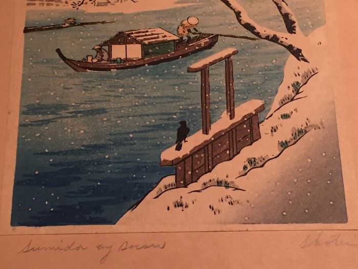 Shotei Japanese Woodblock Titled 'Sumida By Snow' [Photo 2]