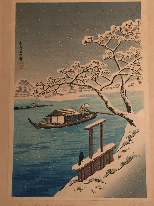 Shotei Japanese Woodblock Titled 'Sumida By Snow' [Photo 5]