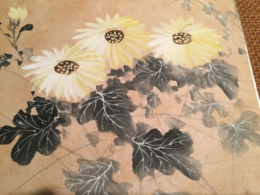 Original Signed Asian Watercolor Of Bird And Flowers [Photo 5]