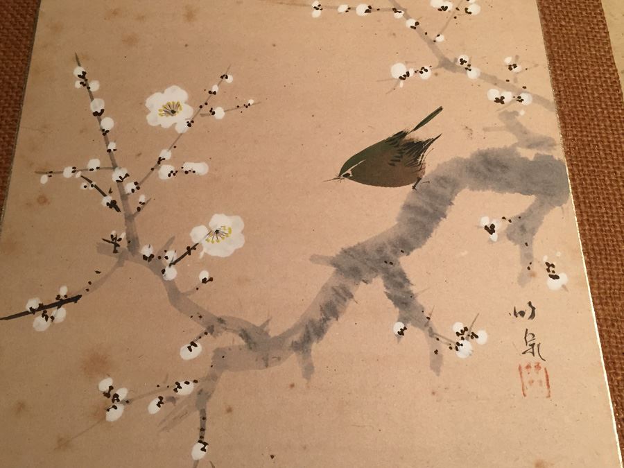 Original Signed Asian Watercolor Of Bird And Tree [Photo 2]