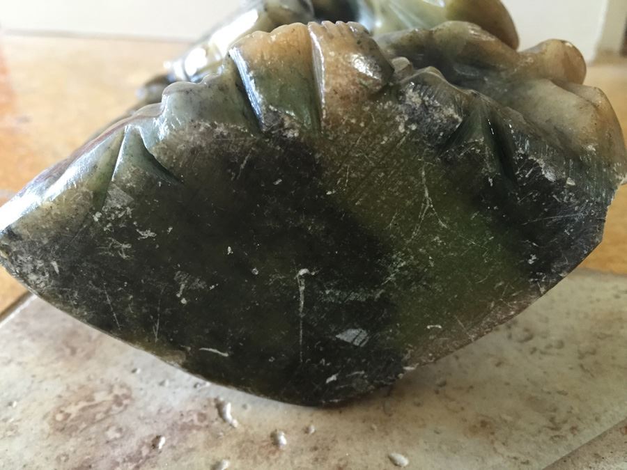 Finely Hand Carved Stone Statue On Custom Wood Base Measuring 12.5' Tall By 4.5' Wide [Photo 25]