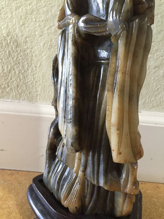 Finely Hand Carved Stone Statue On Custom Wood Base Measuring 12.5' Tall By 4.5' Wide [Photo 12]