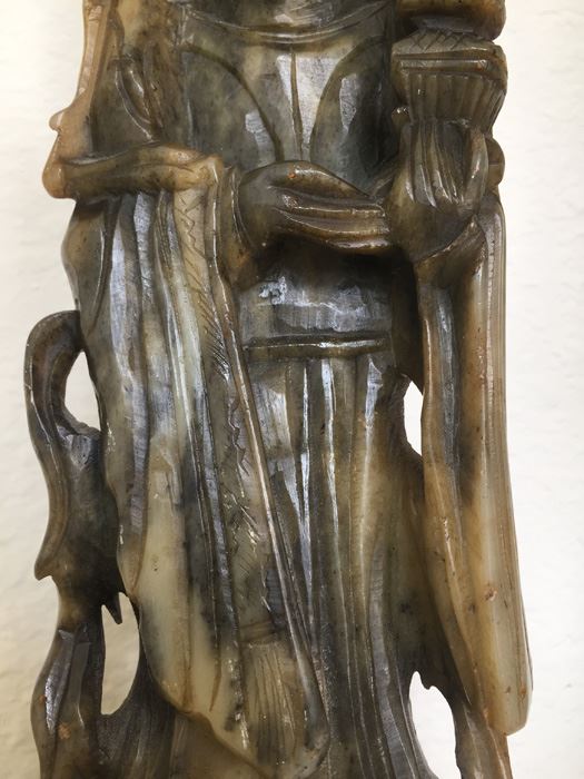 Finely Hand Carved Stone Statue On Custom Wood Base Measuring 12.5' Tall By 4.5' Wide [Photo 30]