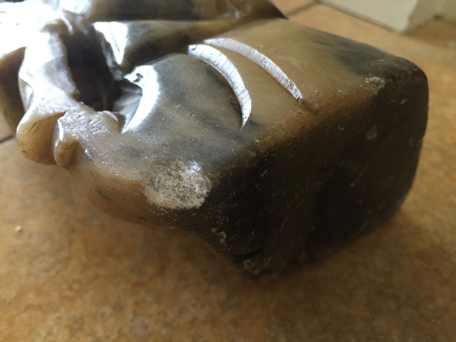 Finely Hand Carved Stone Statue On Custom Wood Base Measuring 12.5' Tall By 4.5' Wide [Photo 28]