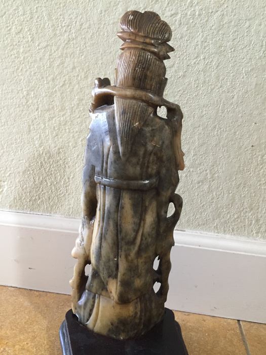 Finely Hand Carved Stone Statue On Custom Wood Base Measuring 12.5' Tall By 4.5' Wide [Photo 3]