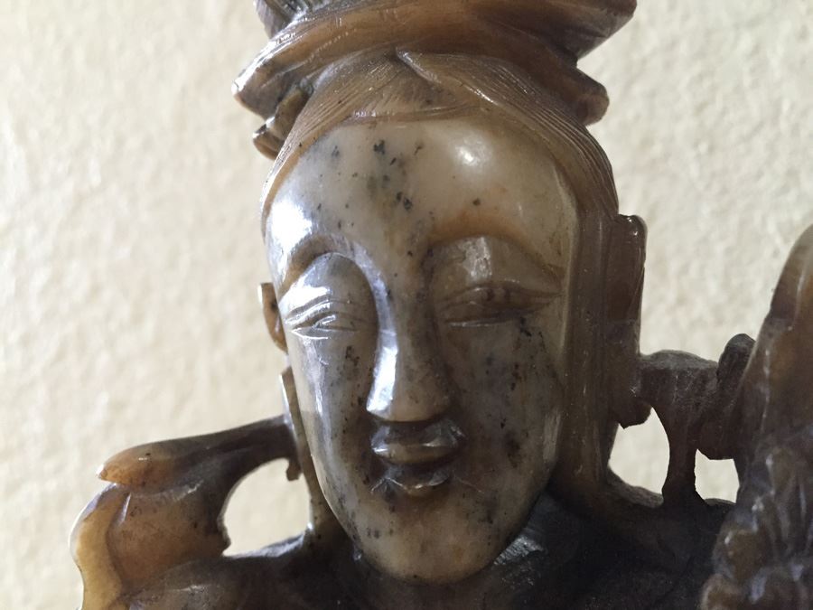 Finely Hand Carved Stone Statue On Custom Wood Base Measuring 12.5' Tall By 4.5' Wide [Photo 18]