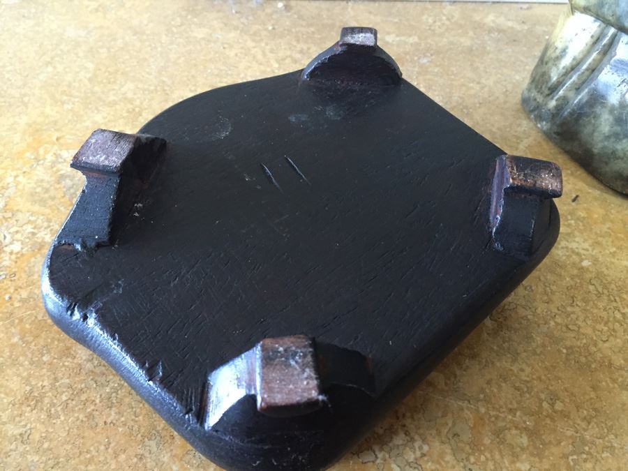 Finely Hand Carved Stone Statue On Custom Wood Base Measuring 12.5' Tall By 4.5' Wide [Photo 16]