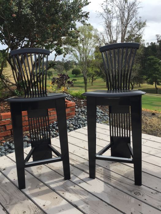 Pair Of Pietro Costantini Italian Black Lacquered Bar Stools - Estimate $800