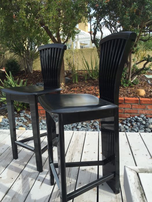 Pair Of Pietro Costantini Italian Black Lacquered Bar Stools - Estimate $800 [Photo 2]