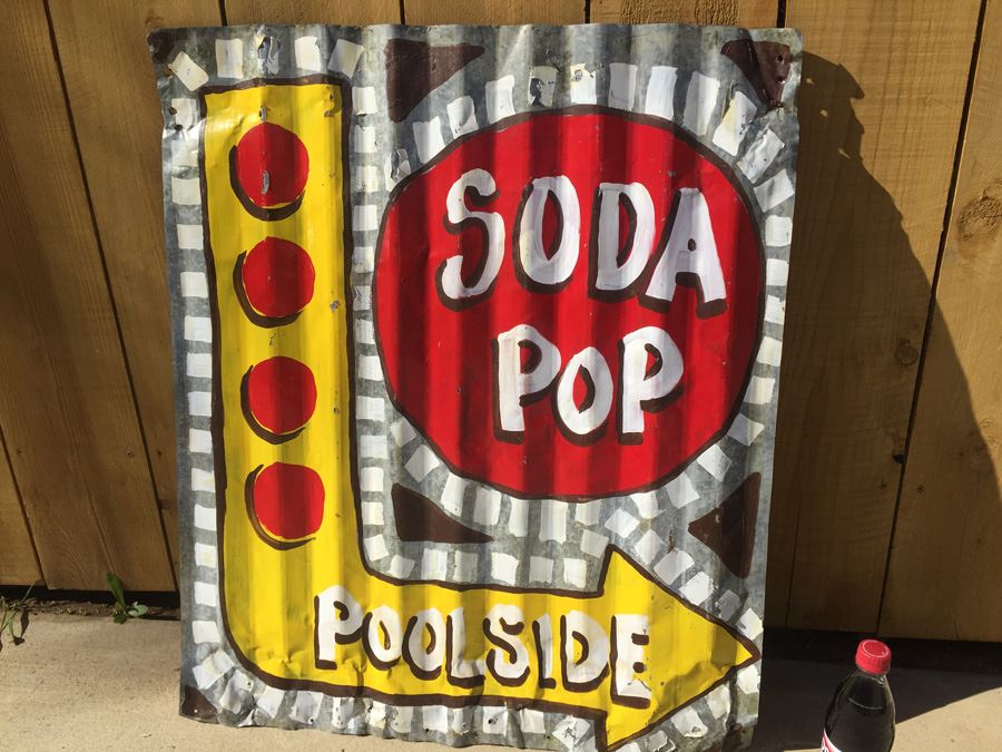 Painted Corrugated Metal Soda Pop Sign