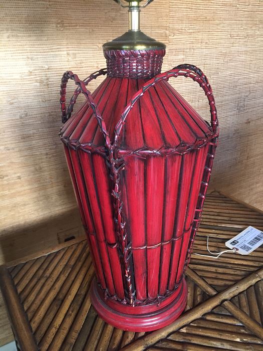Red Bamboo Table Lamp [Photo 2]