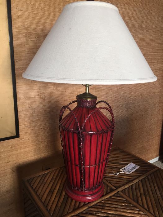 Red Bamboo Table Lamp