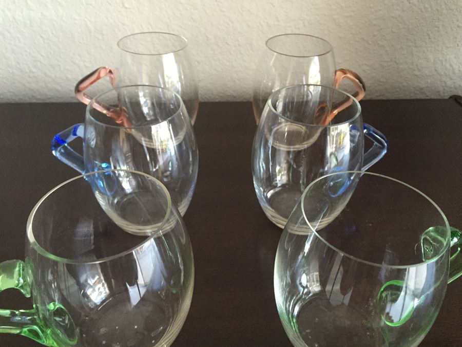 Set Of Six Colored Handle Glasses [Photo 3]