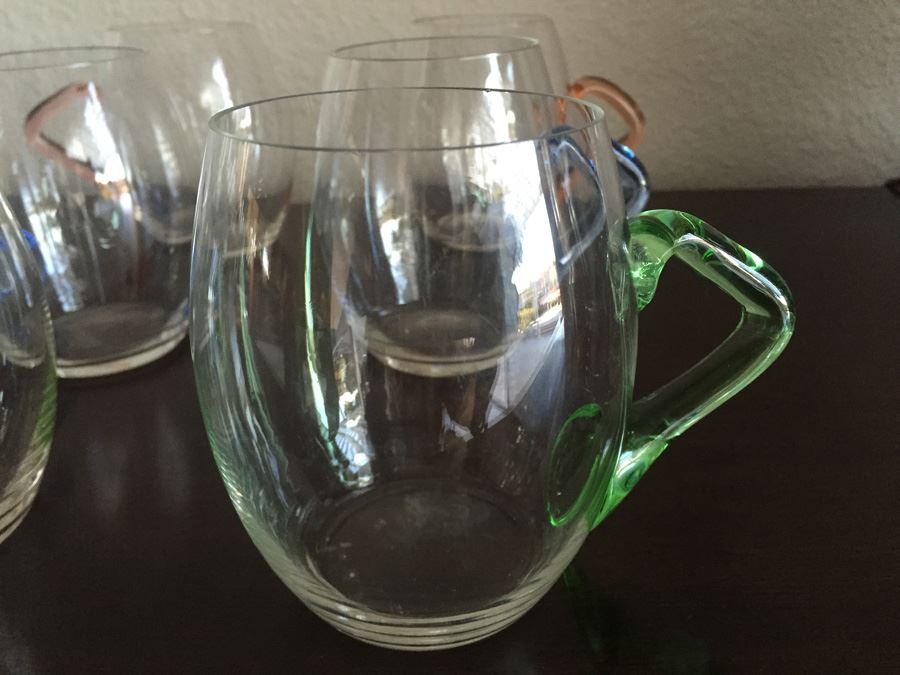 Set Of Six Colored Handle Glasses [Photo 4]