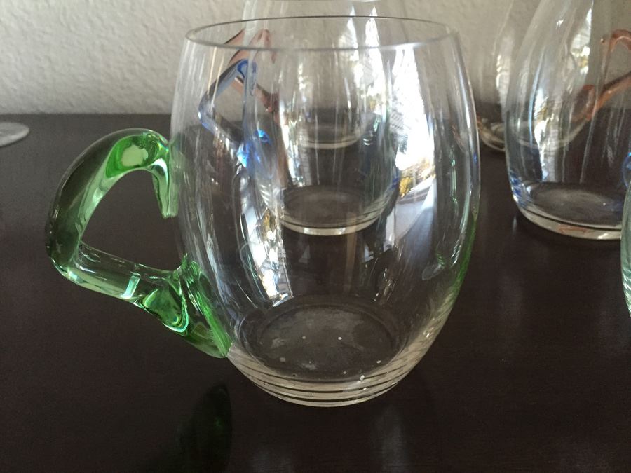 Set Of Six Colored Handle Glasses [Photo 2]