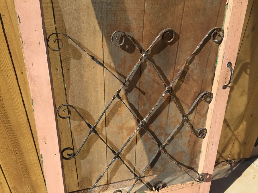 Vintage Shabby Chic Door With Metal Ornamentation [Photo 2]